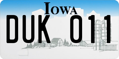 IA license plate DUK011