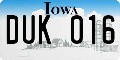 IA license plate DUK016