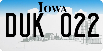 IA license plate DUK022