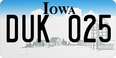 IA license plate DUK025