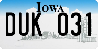 IA license plate DUK031
