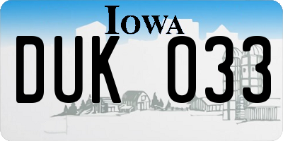 IA license plate DUK033