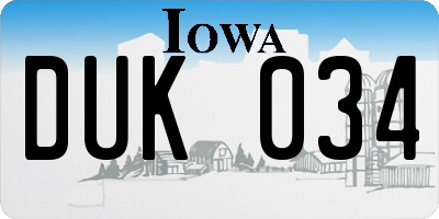 IA license plate DUK034