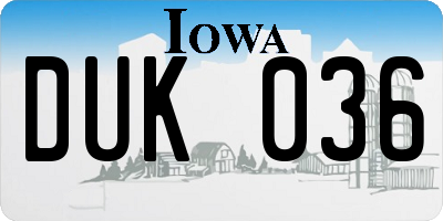 IA license plate DUK036