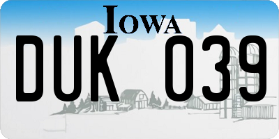 IA license plate DUK039