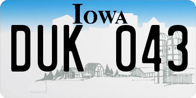 IA license plate DUK043