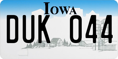 IA license plate DUK044