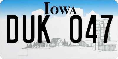 IA license plate DUK047