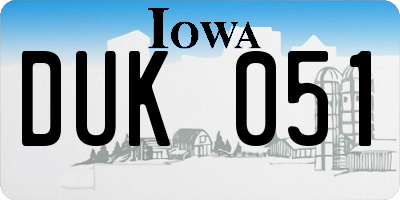 IA license plate DUK051