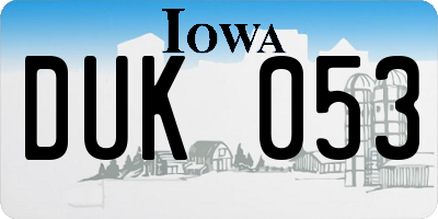 IA license plate DUK053