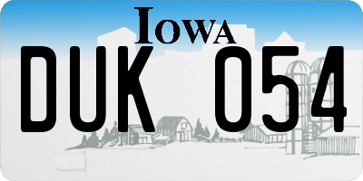 IA license plate DUK054