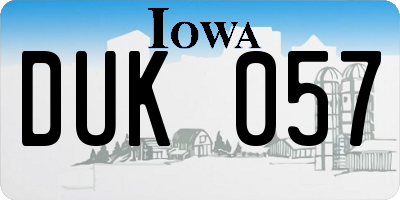 IA license plate DUK057