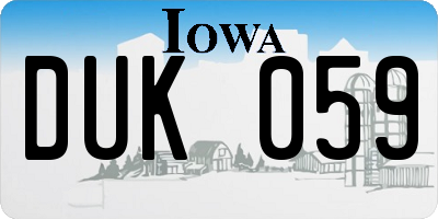 IA license plate DUK059