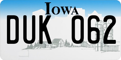 IA license plate DUK062