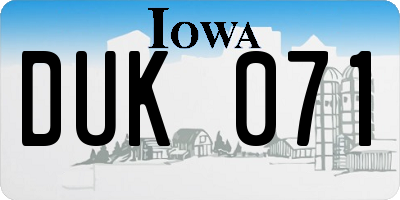 IA license plate DUK071