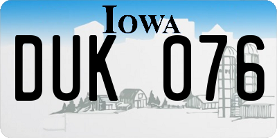 IA license plate DUK076