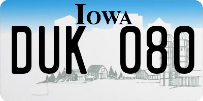 IA license plate DUK080