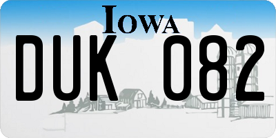 IA license plate DUK082