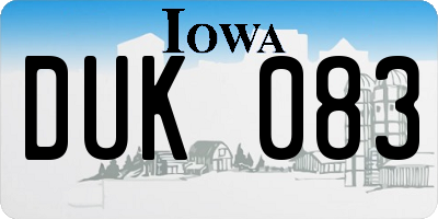IA license plate DUK083
