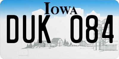 IA license plate DUK084
