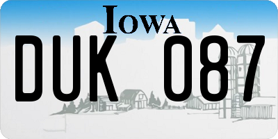 IA license plate DUK087