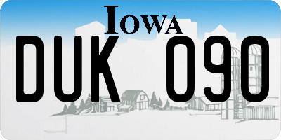 IA license plate DUK090