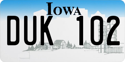 IA license plate DUK102