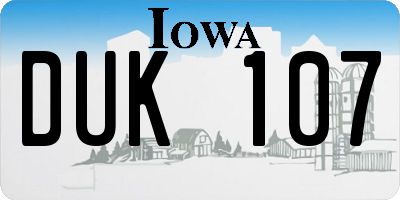 IA license plate DUK107
