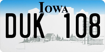 IA license plate DUK108