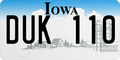 IA license plate DUK110