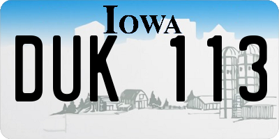 IA license plate DUK113