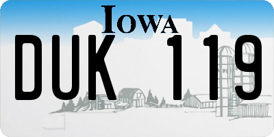 IA license plate DUK119