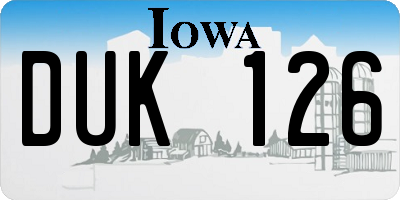 IA license plate DUK126