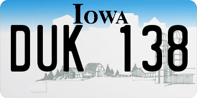 IA license plate DUK138