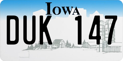 IA license plate DUK147