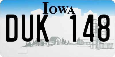 IA license plate DUK148