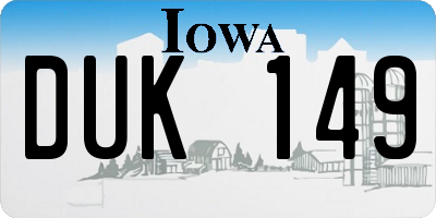 IA license plate DUK149