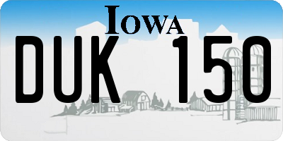IA license plate DUK150