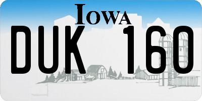 IA license plate DUK160