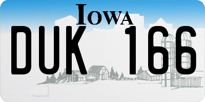 IA license plate DUK166