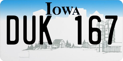 IA license plate DUK167