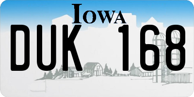 IA license plate DUK168