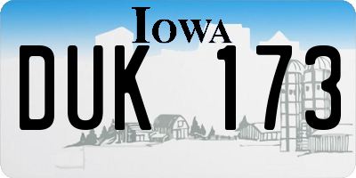 IA license plate DUK173