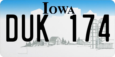 IA license plate DUK174