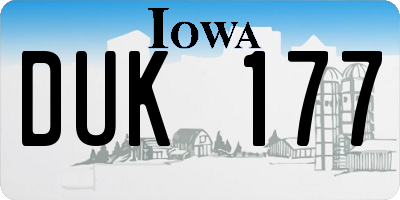IA license plate DUK177