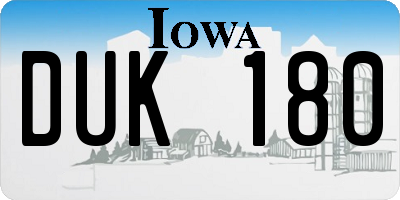 IA license plate DUK180
