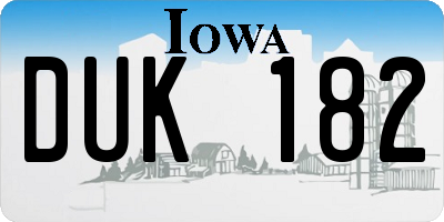 IA license plate DUK182