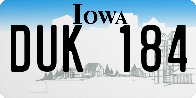 IA license plate DUK184