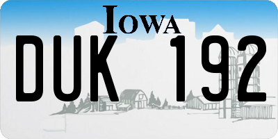 IA license plate DUK192
