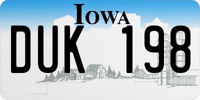 IA license plate DUK198